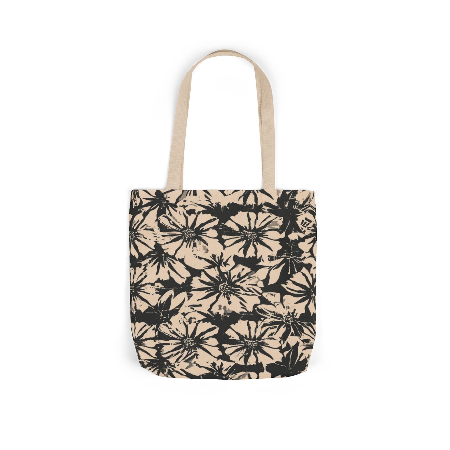 Canvas Tote — Black Floral Tie-Dye Pattern