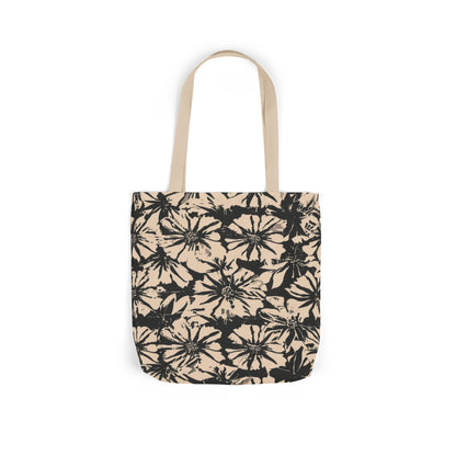 Canvas Tote — Black Floral Tie-Dye Pattern