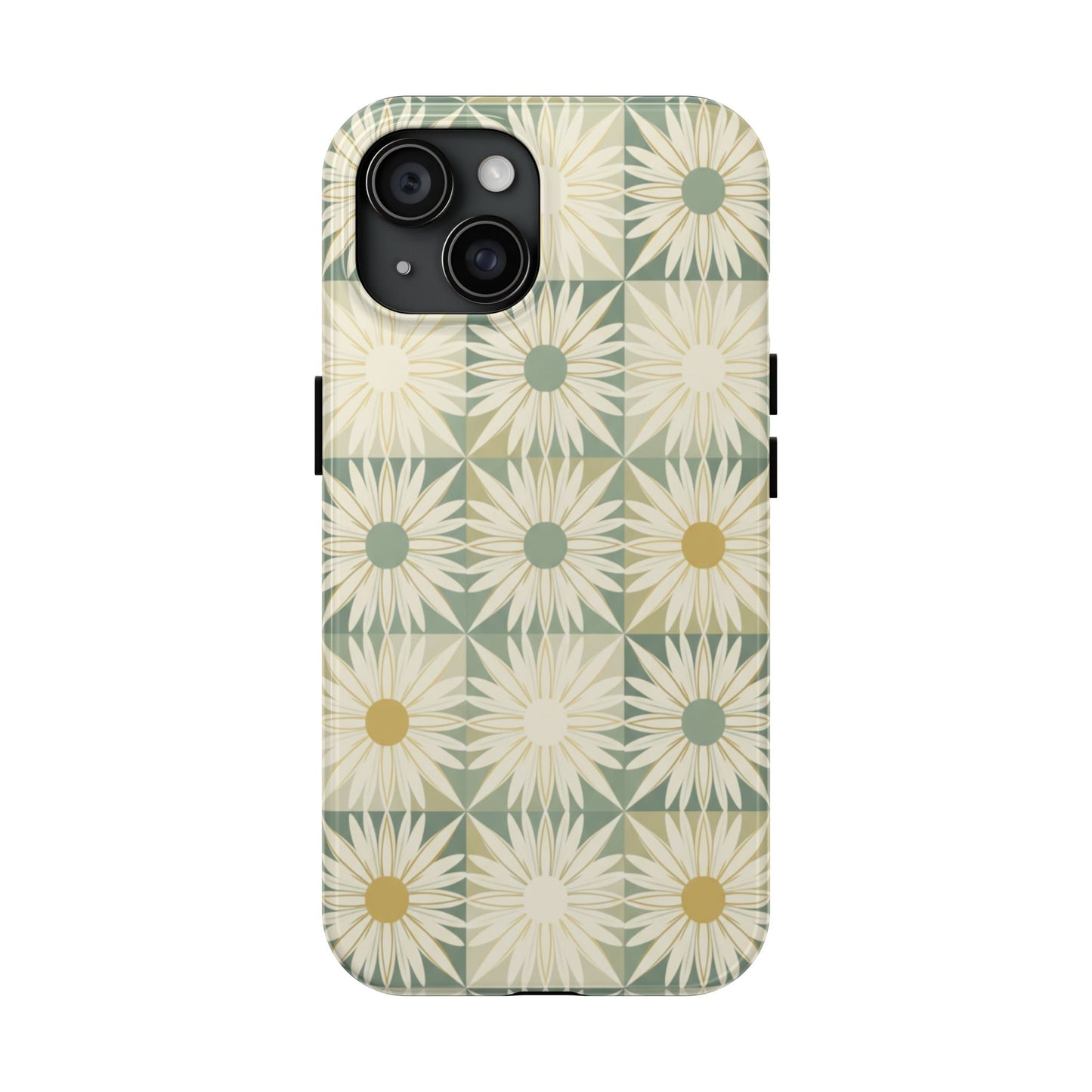 Retro Daisy Tough Phone Case — Vintage Floral Protective Cover for iPhone