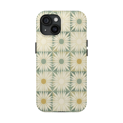 Retro Daisy Tough Phone Case — Vintage Floral Protective Cover for iPhone