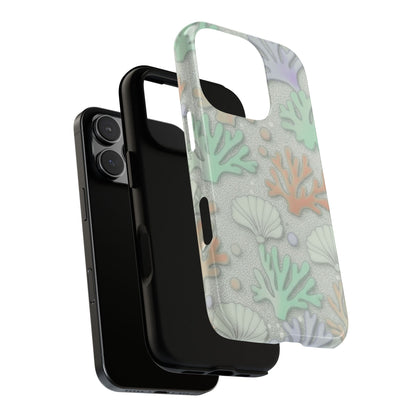 Pastel Coral Reef Tough Phone Case – Sea Shell & Coral Pattern Durable Protector
