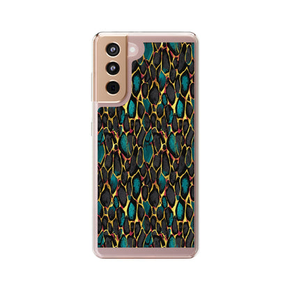 Teal Gold Leopard Clear Phone Case