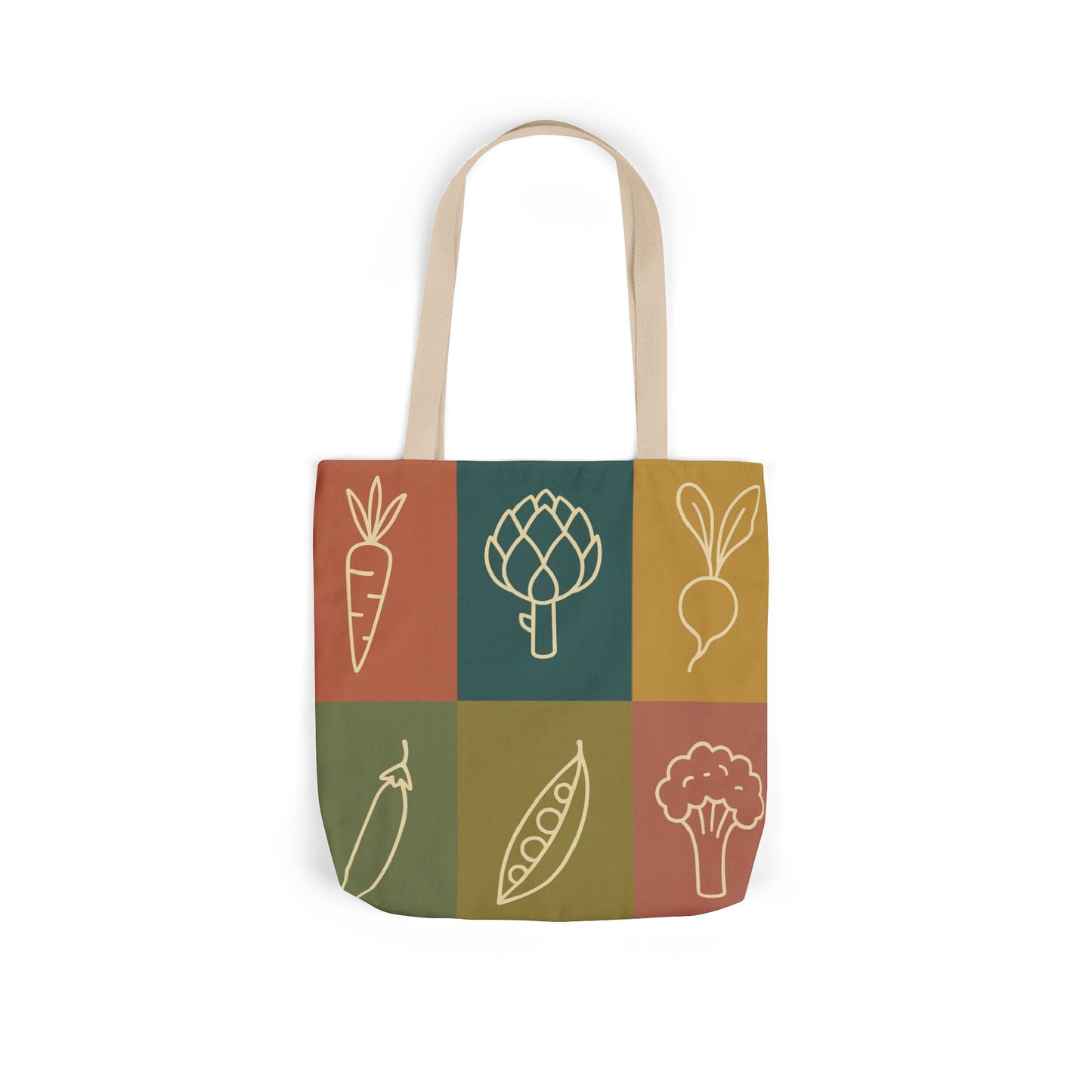 Vegetable Patch Tote Bag — Retro Produce Canvas Grocery Tote