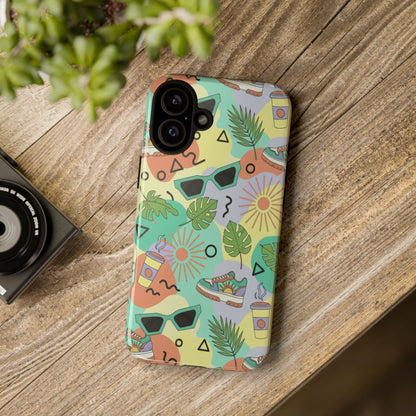 Tropical Summer Phone Case — Retro Sunglasses, Sneakers & Palm Pattern