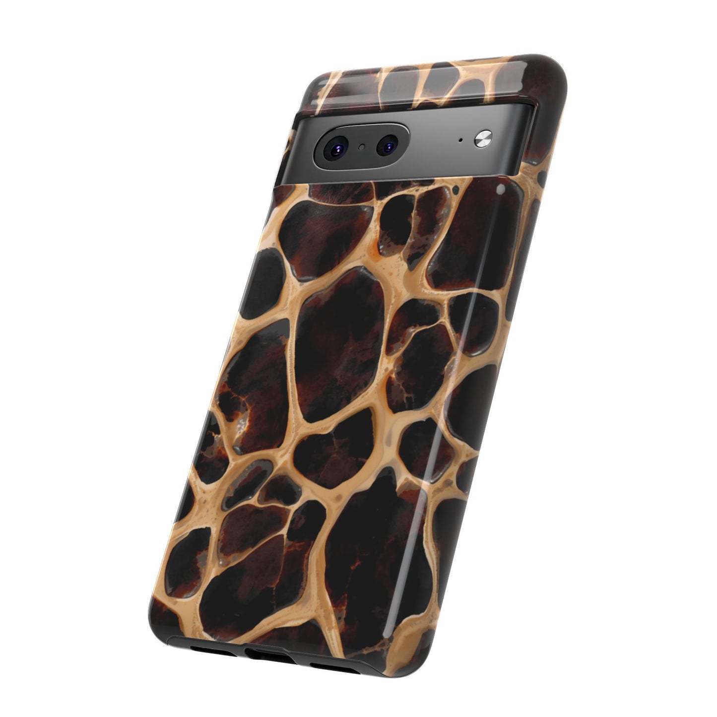Phone Case — Brown Leather Dot Texture Rugged Protective Cover