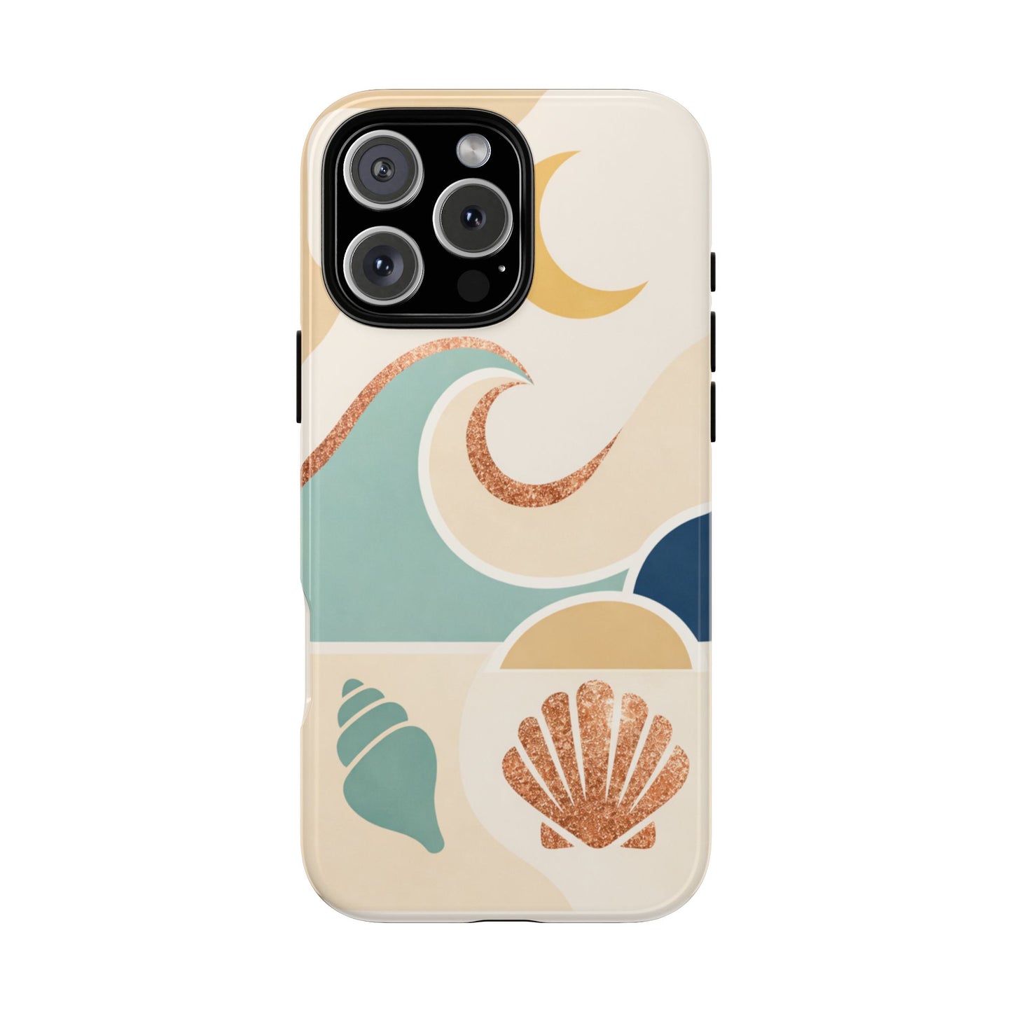 Sea Breeze Tough Phone Case — Retro Waves & Shells Design