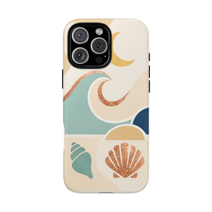 Sea Breeze Tough Phone Case — Retro Waves & Shells Design