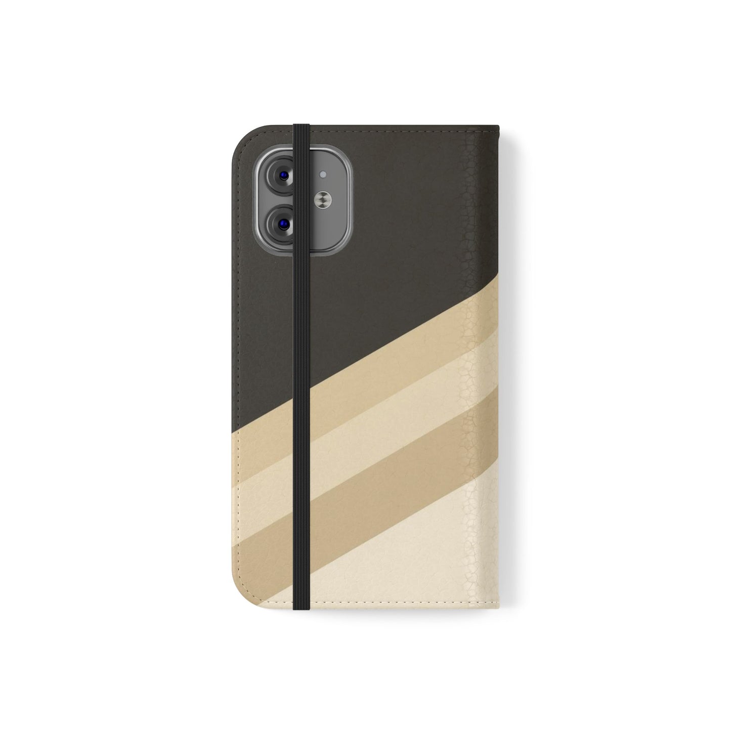 Retro Neutral Stripe Flip Phone Case — Wallet Folio with Card Slots