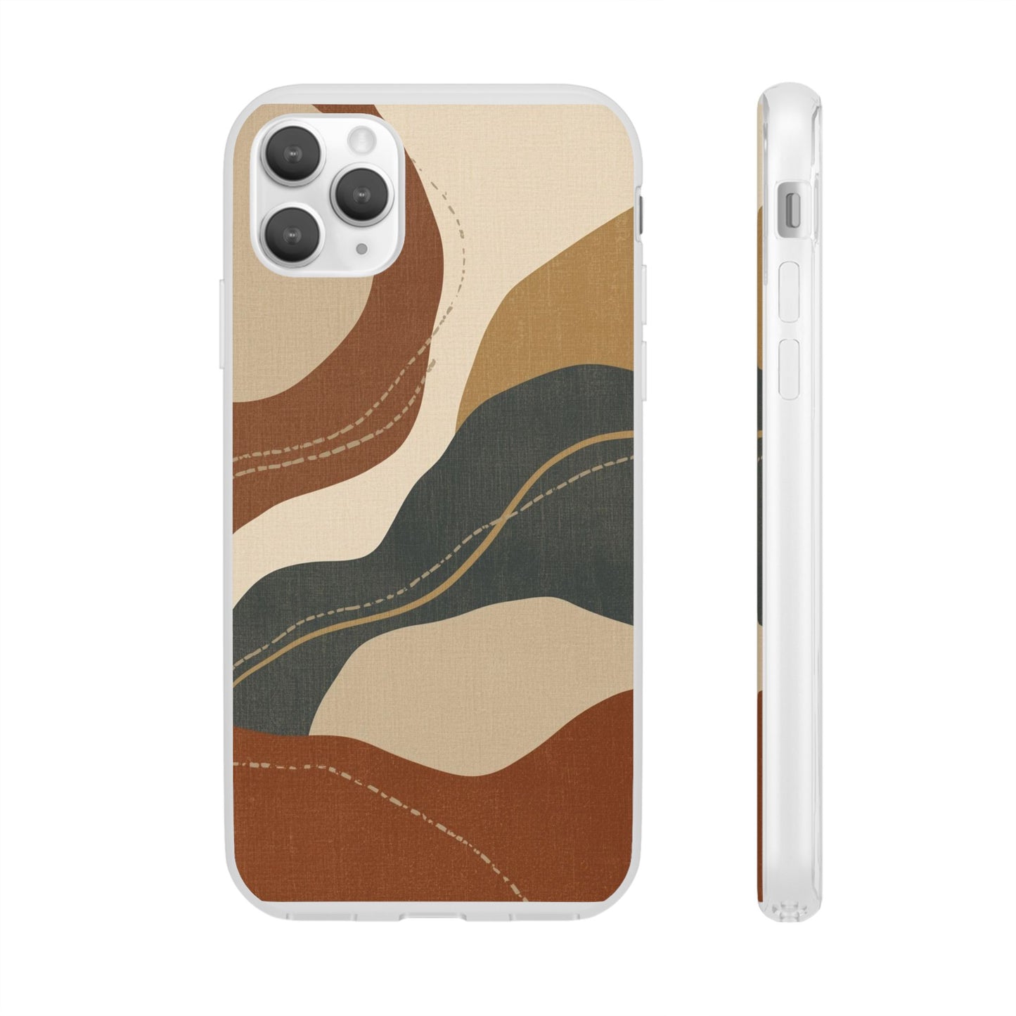 Abstract Earth Tone Phone Case — Boho Wavy Flexi Case