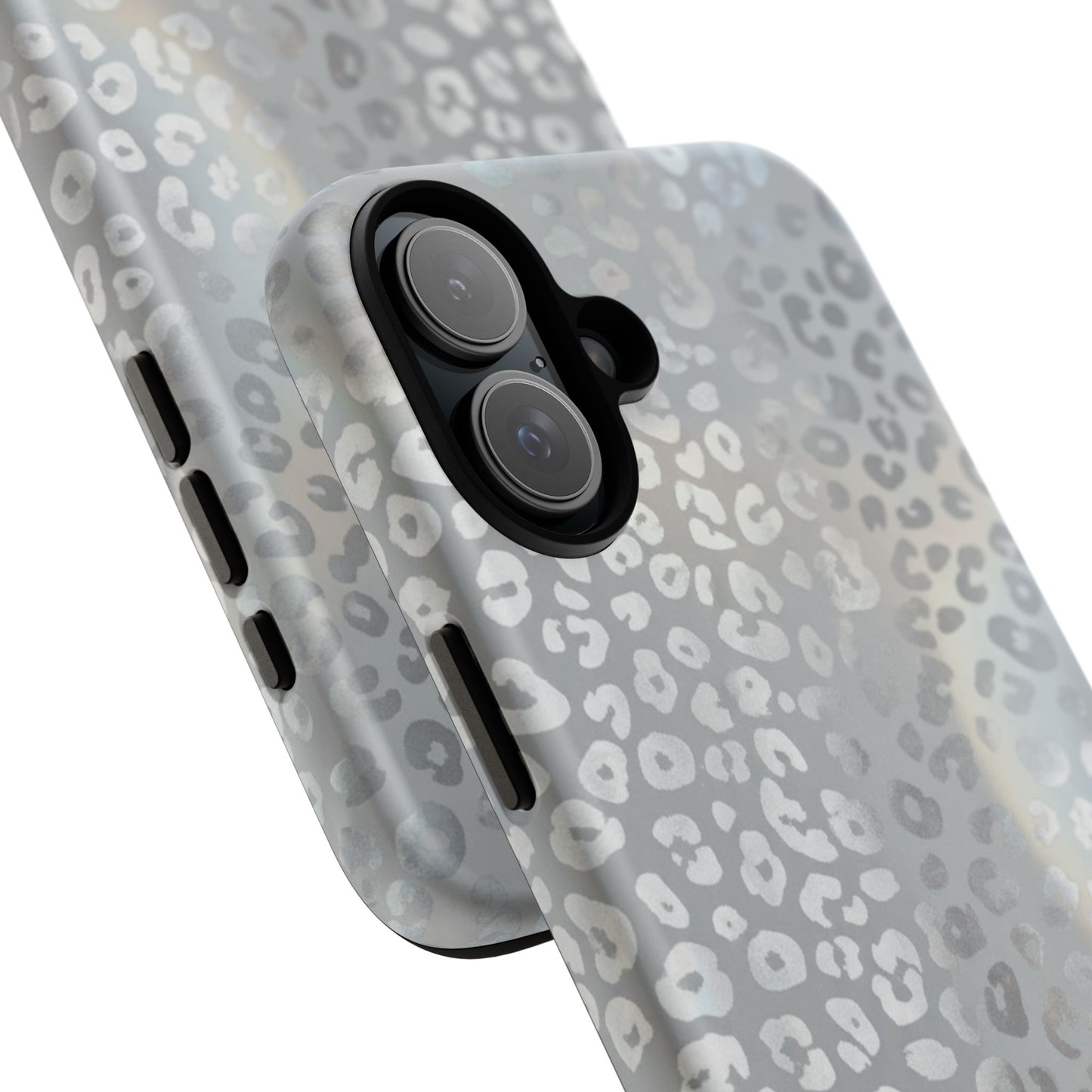 Grey Leopard Print Tough Phone Case — Durable Protective iPhone Cover