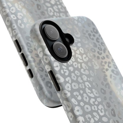 Grey Leopard Print Tough Phone Case — Durable Protective iPhone Cover