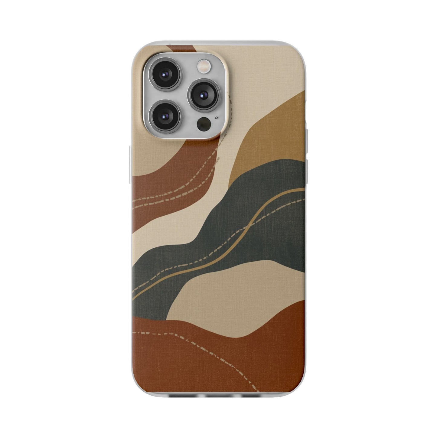 Abstract Earth Tone Phone Case — Boho Wavy Flexi Case