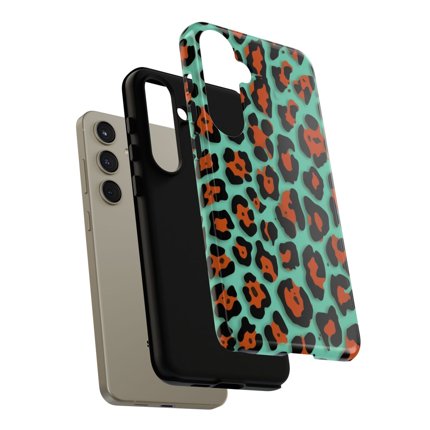 Teal & Rust Leopard Phone Case — Tough Protective Animal Print