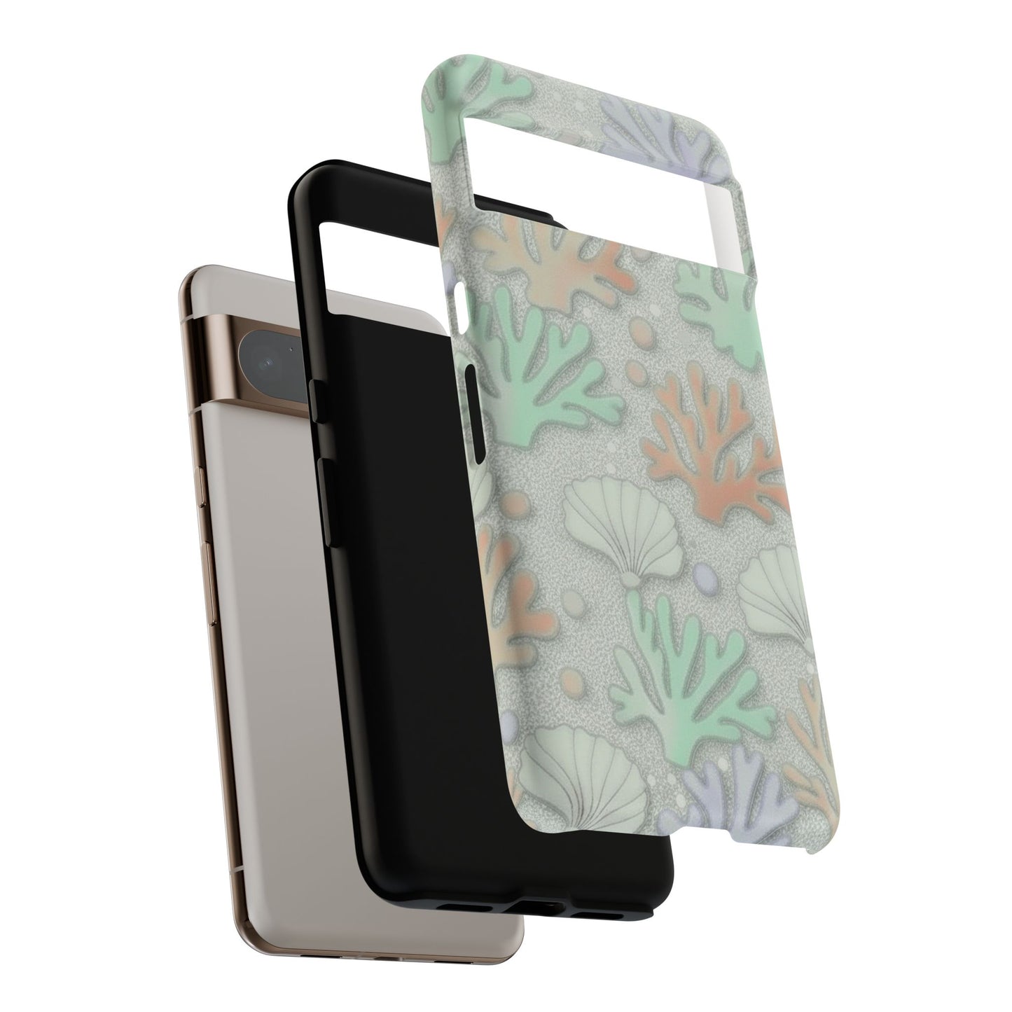 Pastel Coral Reef Tough Phone Case – Sea Shell & Coral Pattern Durable Protector