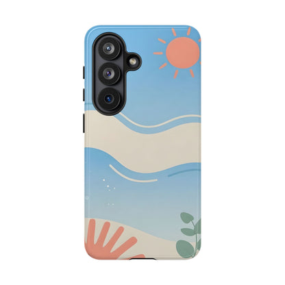Beach Waves Tough Phone Case — Summer Sun & Seashell Protective Cover