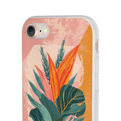 Tropical Botanical Phone Case — Pink & Orange Floral Flexi Case