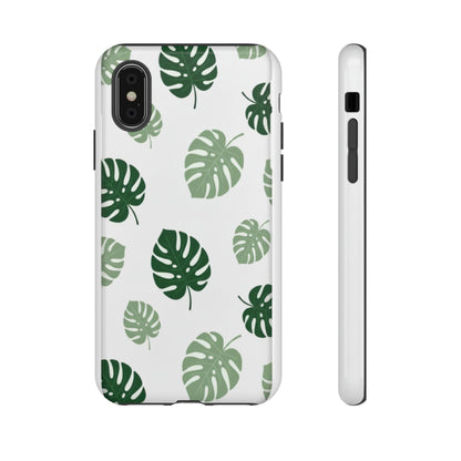 Monstera Leaf Tough Phone Case – Tropical Green Palm Pattern Protective Cover