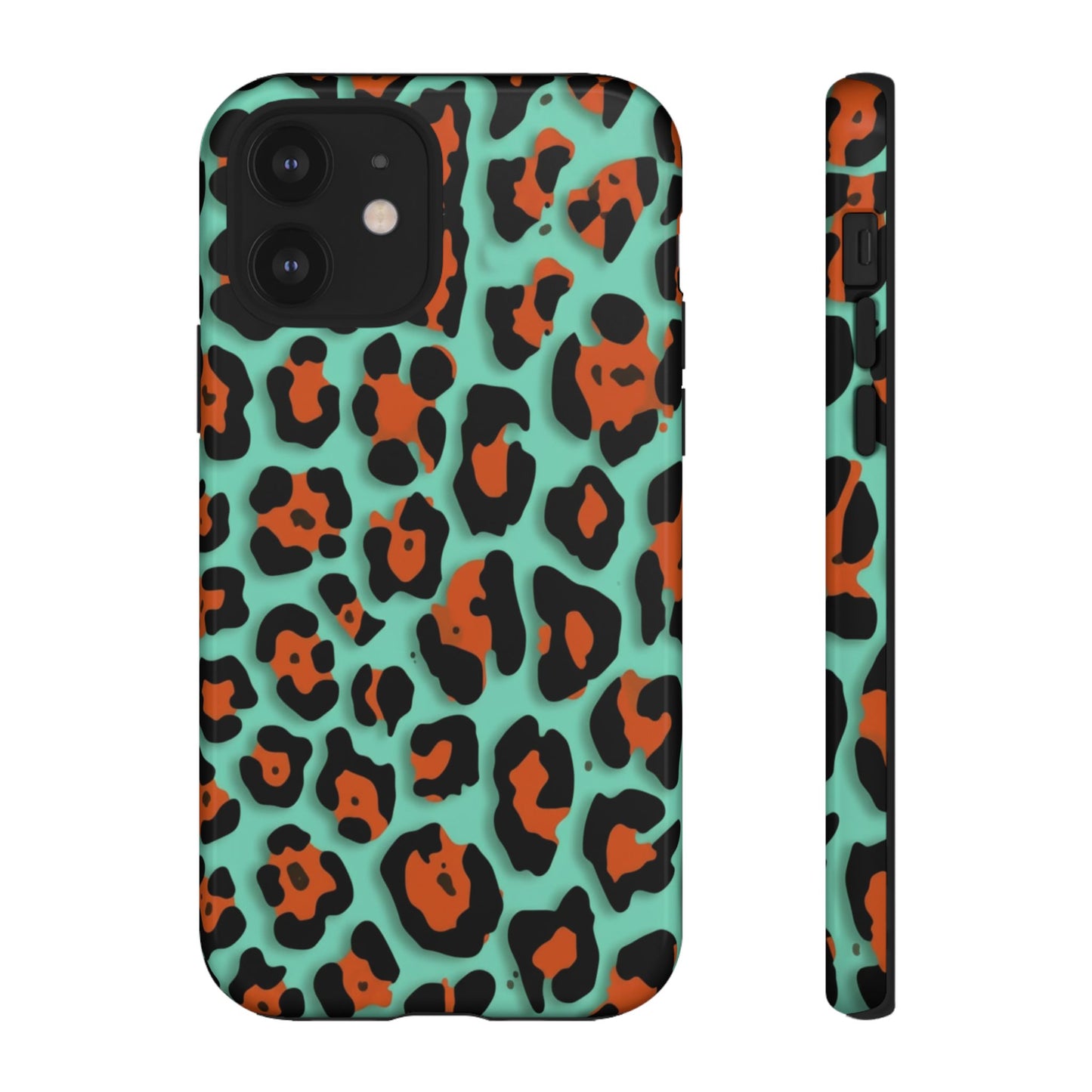 Teal & Rust Leopard Phone Case — Tough Protective Animal Print