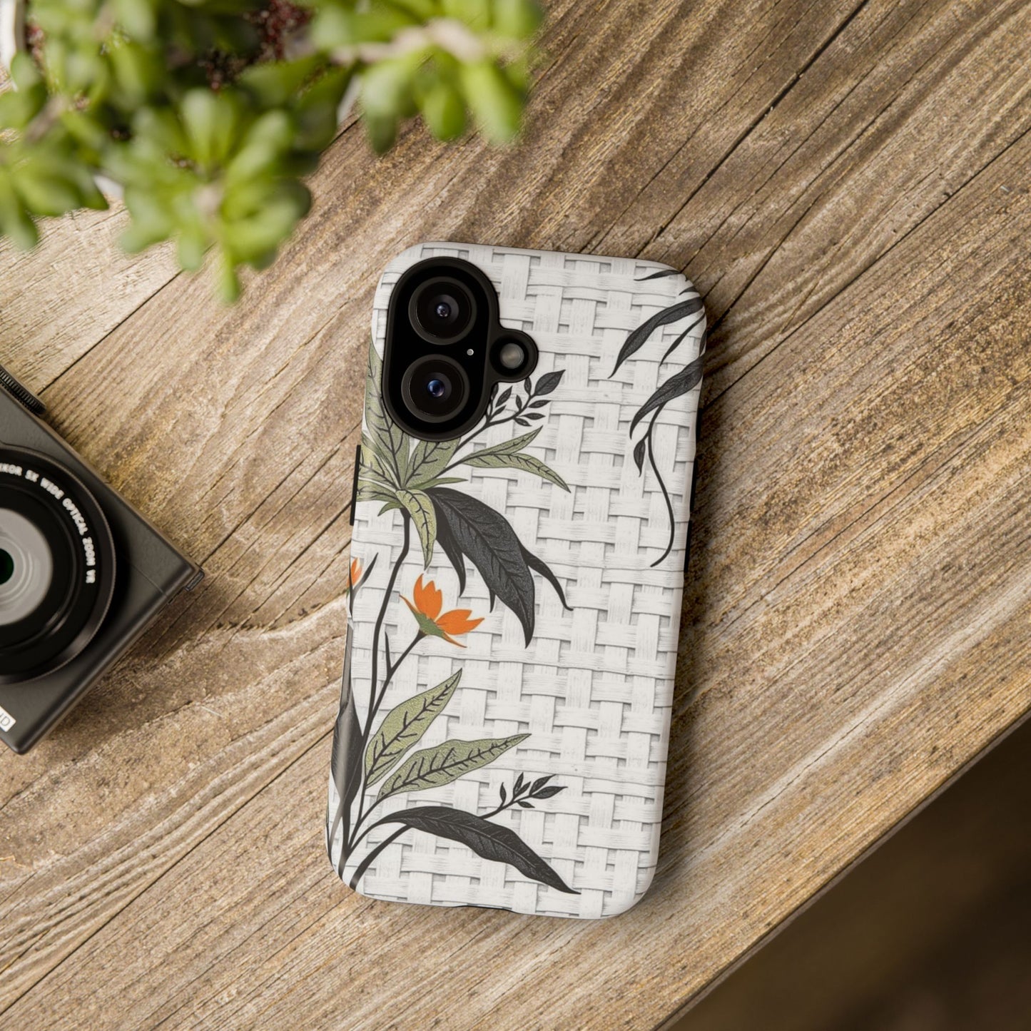 Floral Woven Tough Phone Case — Protective Botanical iPhone Cover