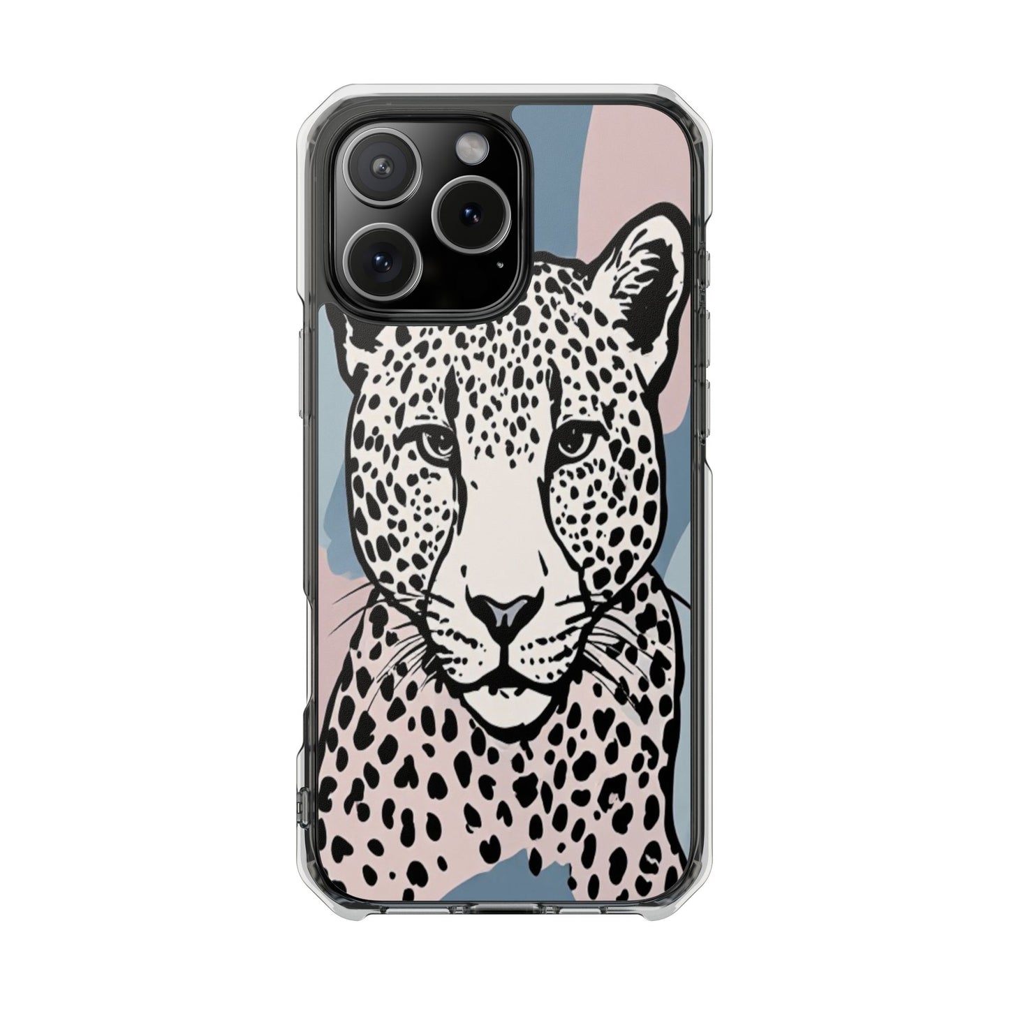 Clear Magnetic Phone Case — Leopard Art Protective Impact Cover