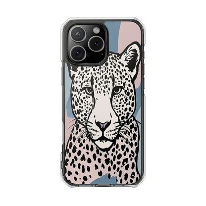 Clear Magnetic Phone Case — Leopard Art Protective Impact Cover
