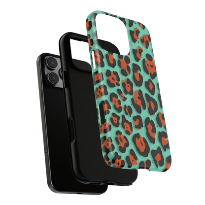 Teal & Rust Leopard Phone Case — Tough Protective Animal Print
