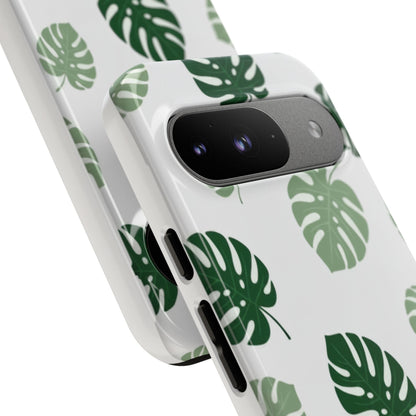 Monstera Leaf Tough Phone Case – Tropical Green Palm Pattern Protective Cover