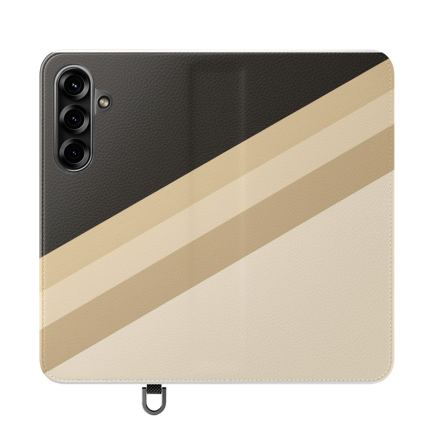 Retro Neutral Stripe Flip Phone Case — Wallet Folio with Card Slots