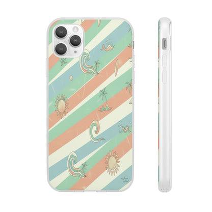 Beach Vibes Phone Case — Retro Pastel Surf & Palm Protective Flexi Case