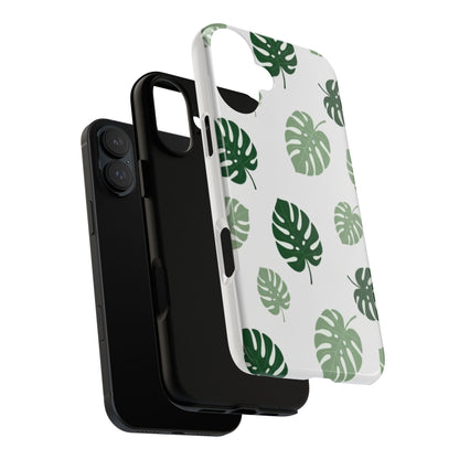 Monstera Leaf Tough Phone Case – Tropical Green Palm Pattern Protective Cover