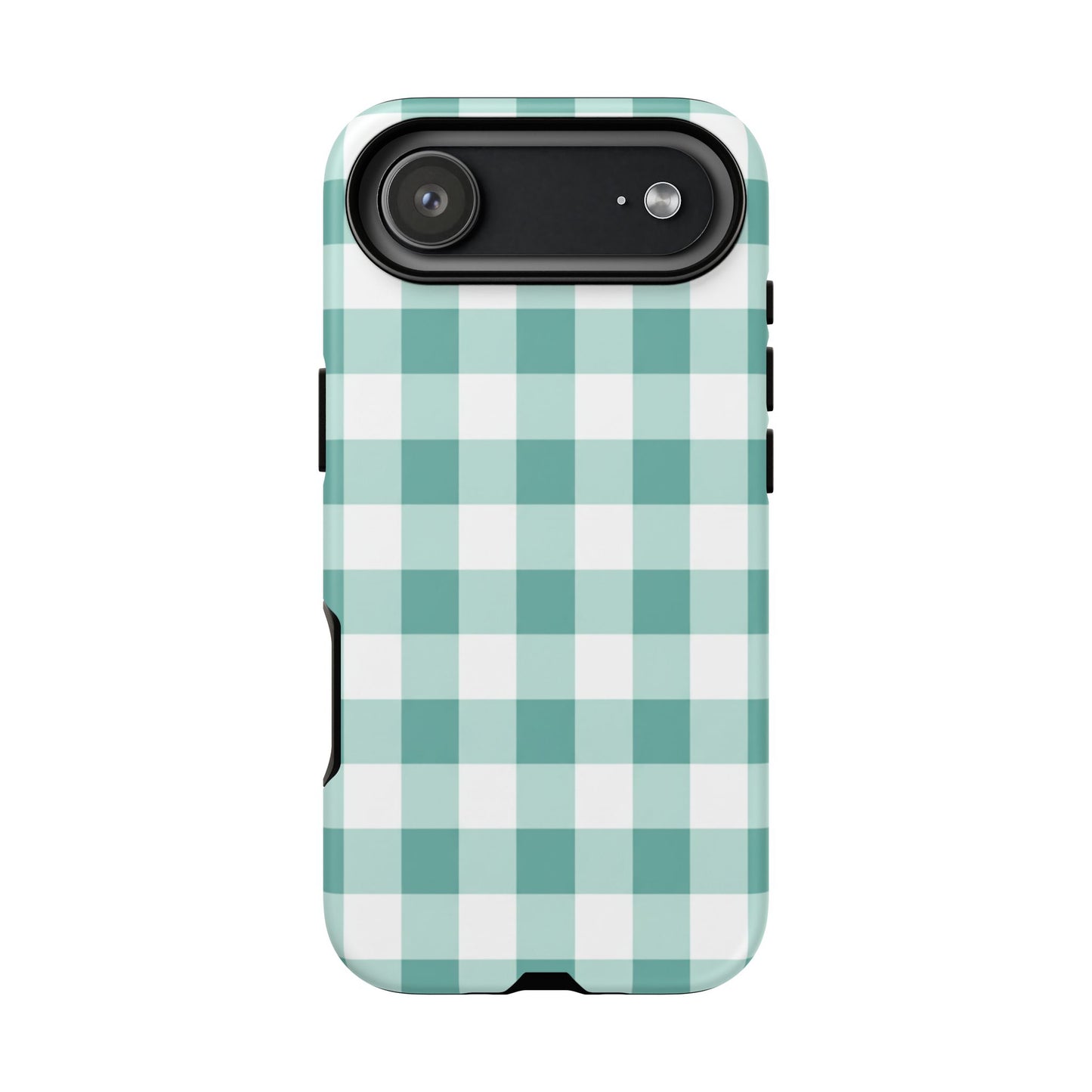Mint Green Buffalo Check Tough Phone Case — Durable Plaid Protective Cover