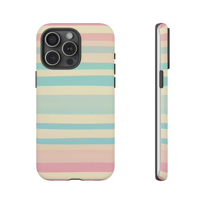 Pastel Striped Tough Phone Case – Protective Retro Rainbow Design