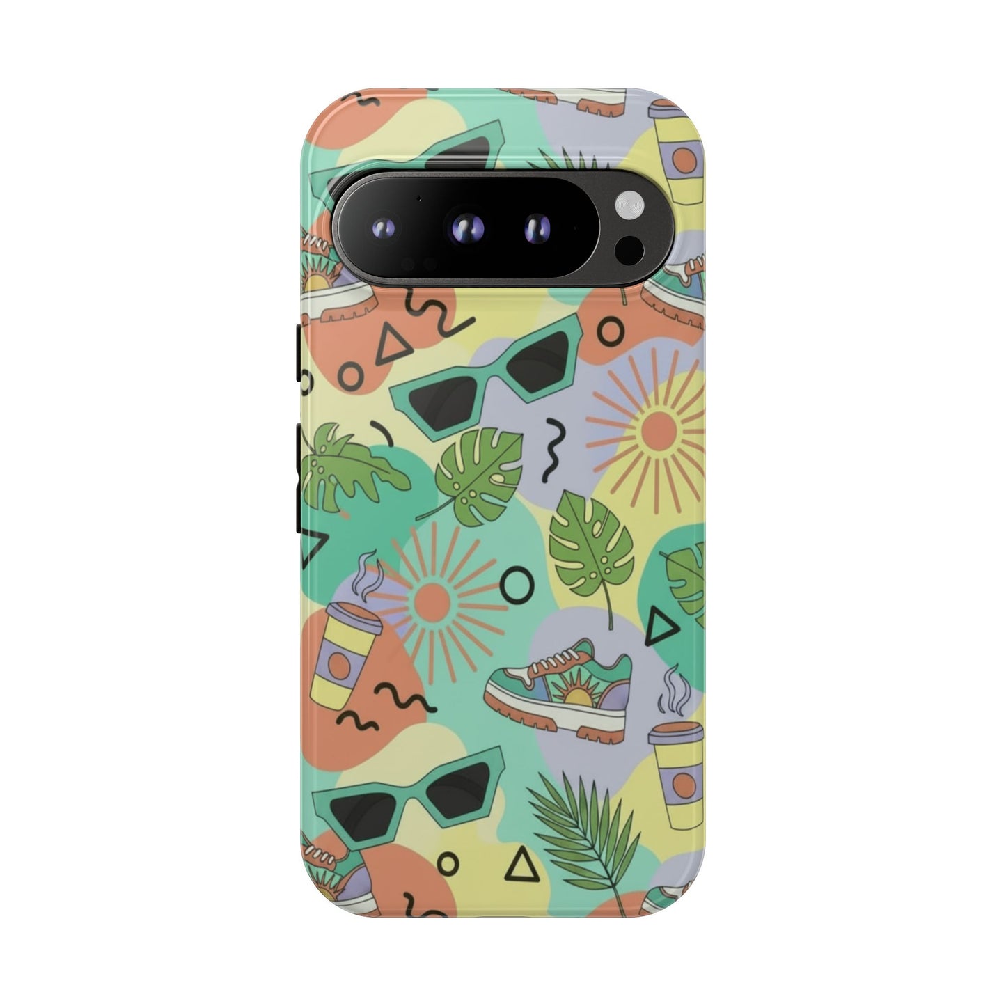 Tropical Summer Phone Case — Retro Sunglasses, Sneakers & Palm Pattern