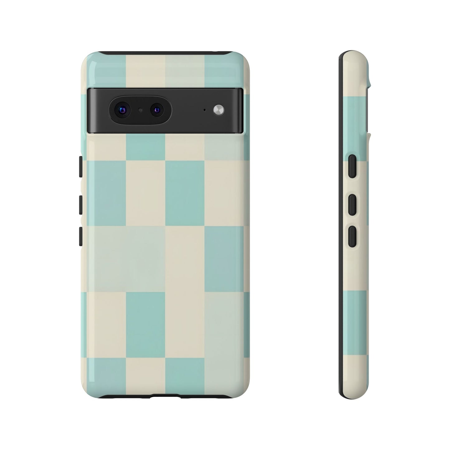 Pastel Checkerboard Tough Case – Mint & Cream Protective Phone Cover