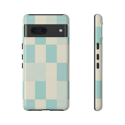 Pastel Checkerboard Tough Case – Mint & Cream Protective Phone Cover