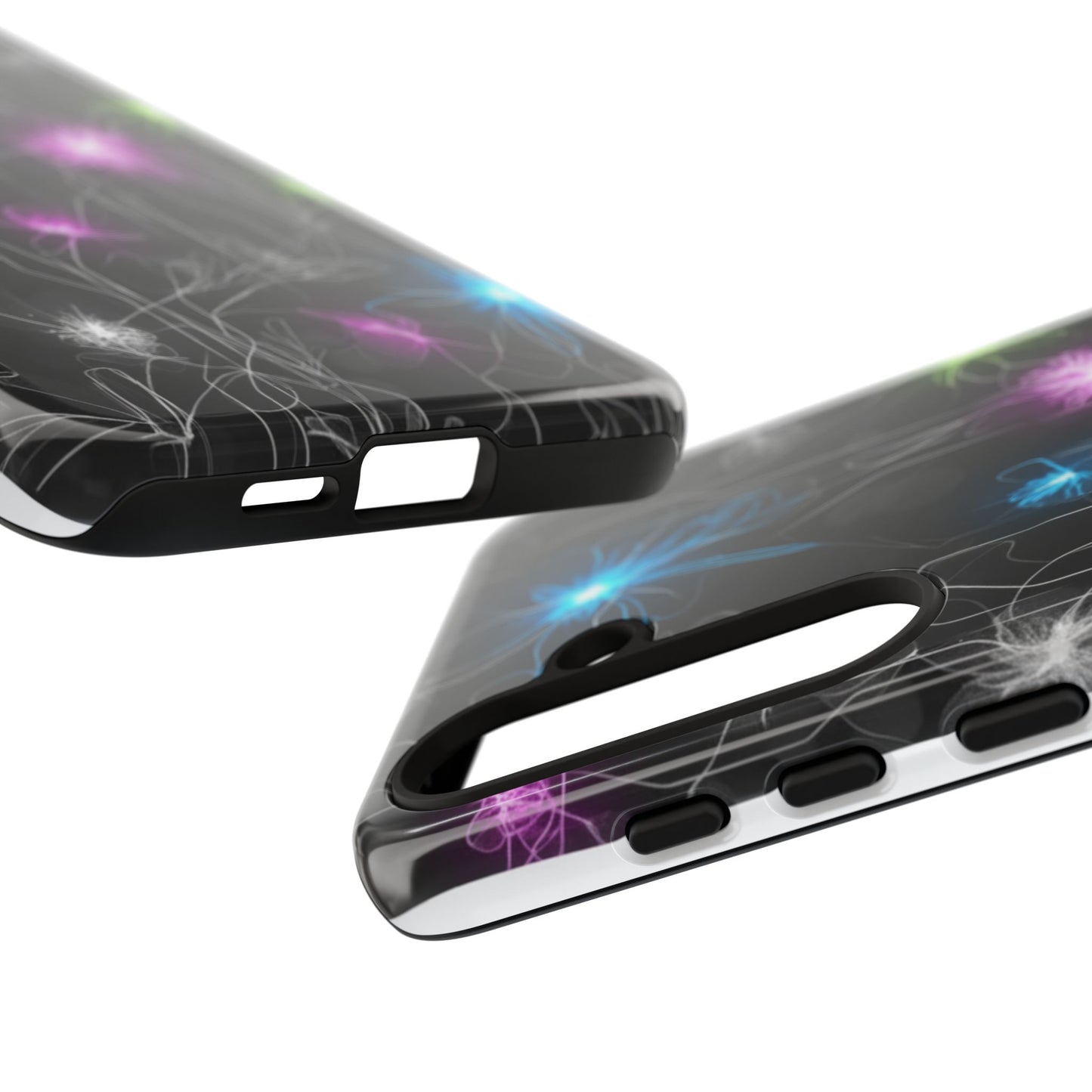 Neon Floral Tough Phone Case — Glow Flower Protective iPhone Cover