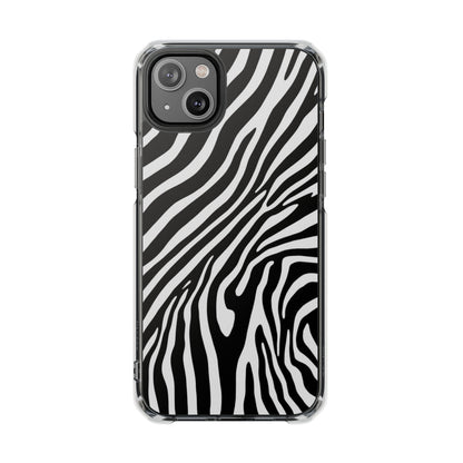 Zebra Print Clear Magnetic Phone Case — Impact-Resistant iPhone Cover