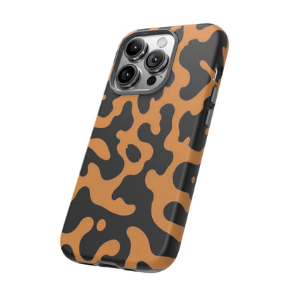 Leopard Print Phone Case — Orange & Black Tough Pattern Protective Cover