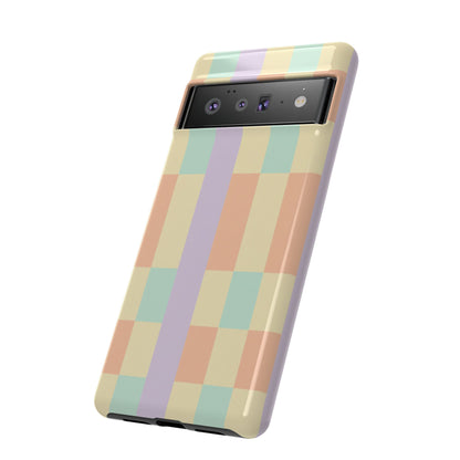 Pastel Checkered Phone Case — Retro Stripe Tough Case