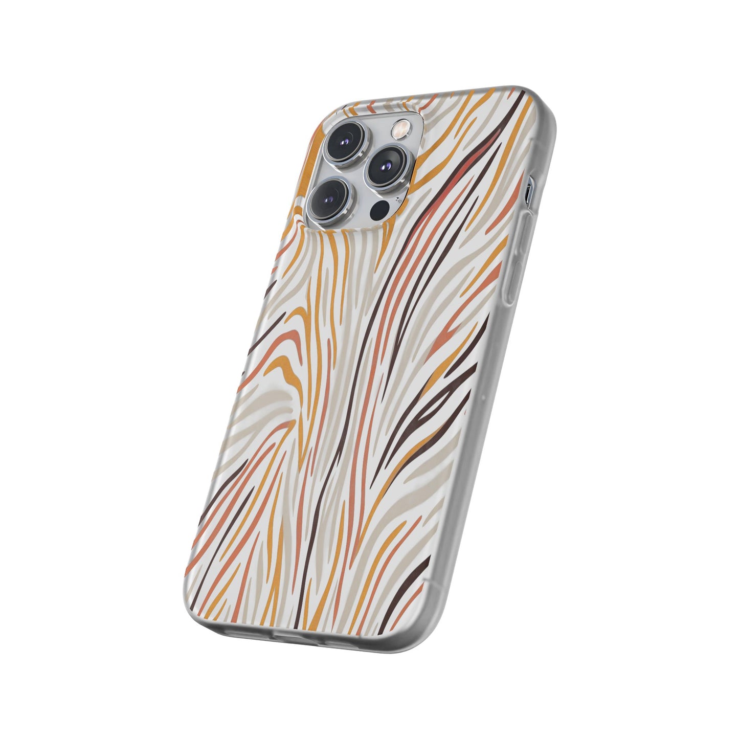 Marbled Neutral Stripe Phone Case — Abstract Beige & Terracotta Flexi Case
