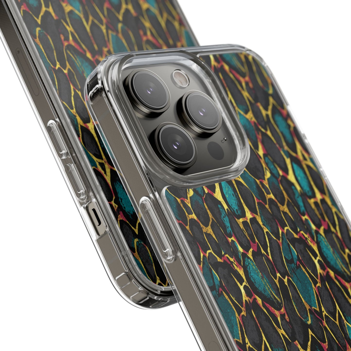 Teal Gold Leopard Clear Phone Case