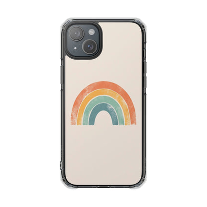Clear Impact Phone Case — Pastel Boho Rainbow Design, Magnetic Compatible