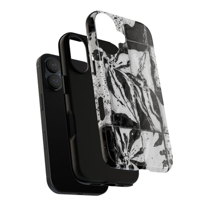 Monochrome Tile Floral Tough Phone Case