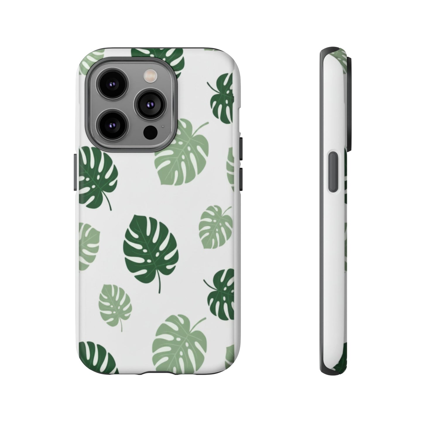 Monstera Leaf Tough Phone Case – Tropical Green Palm Pattern Protective Cover