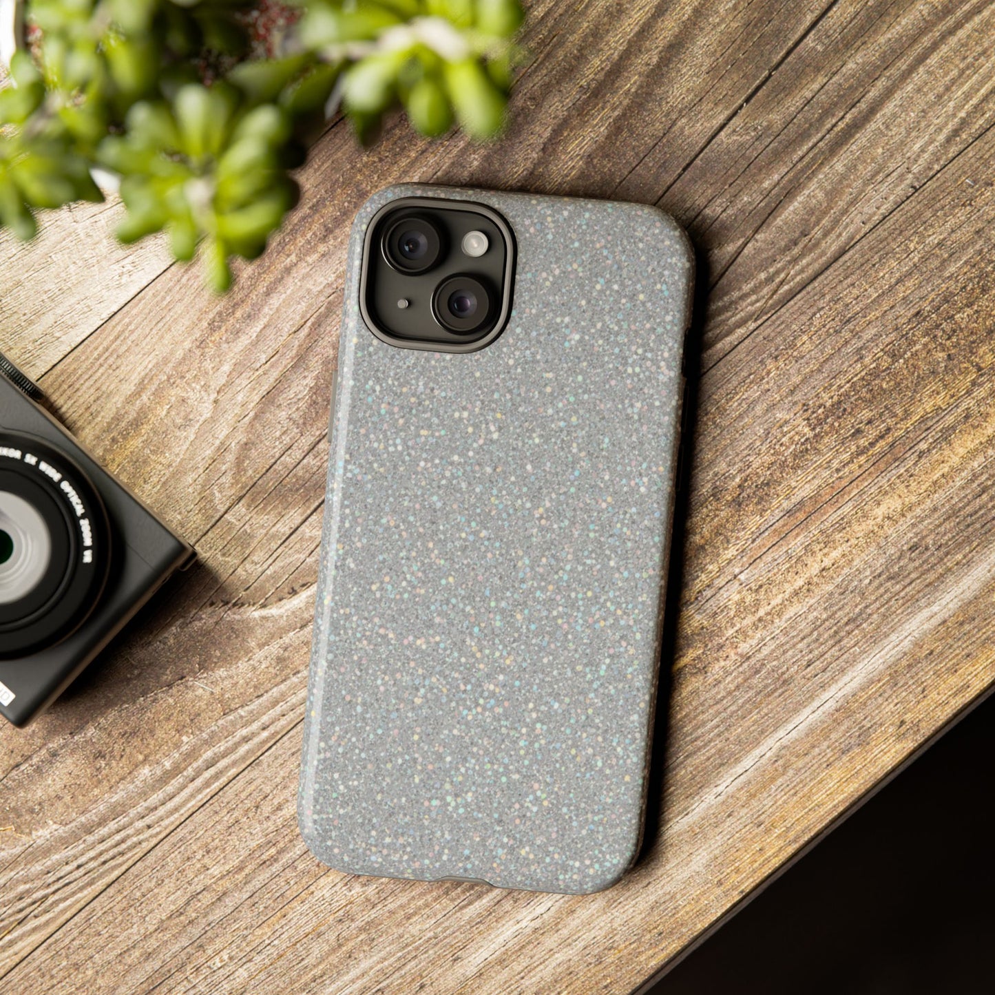 Glitter Silver Tough Phone Case — Sparkling Protective Phone Case
