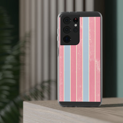 Striped Pink & Blue Phone Case — Retro Pastel Flexi Case