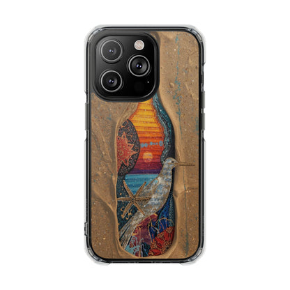 Clear Impact Phone Case — Sunset Wave Surfboard Art