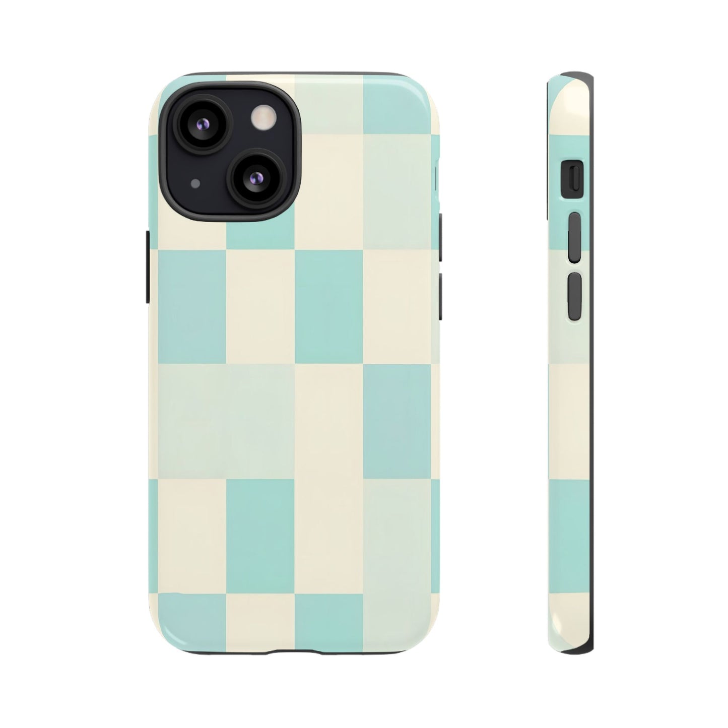 Pastel Checkerboard Tough Case – Mint & Cream Protective Phone Cover