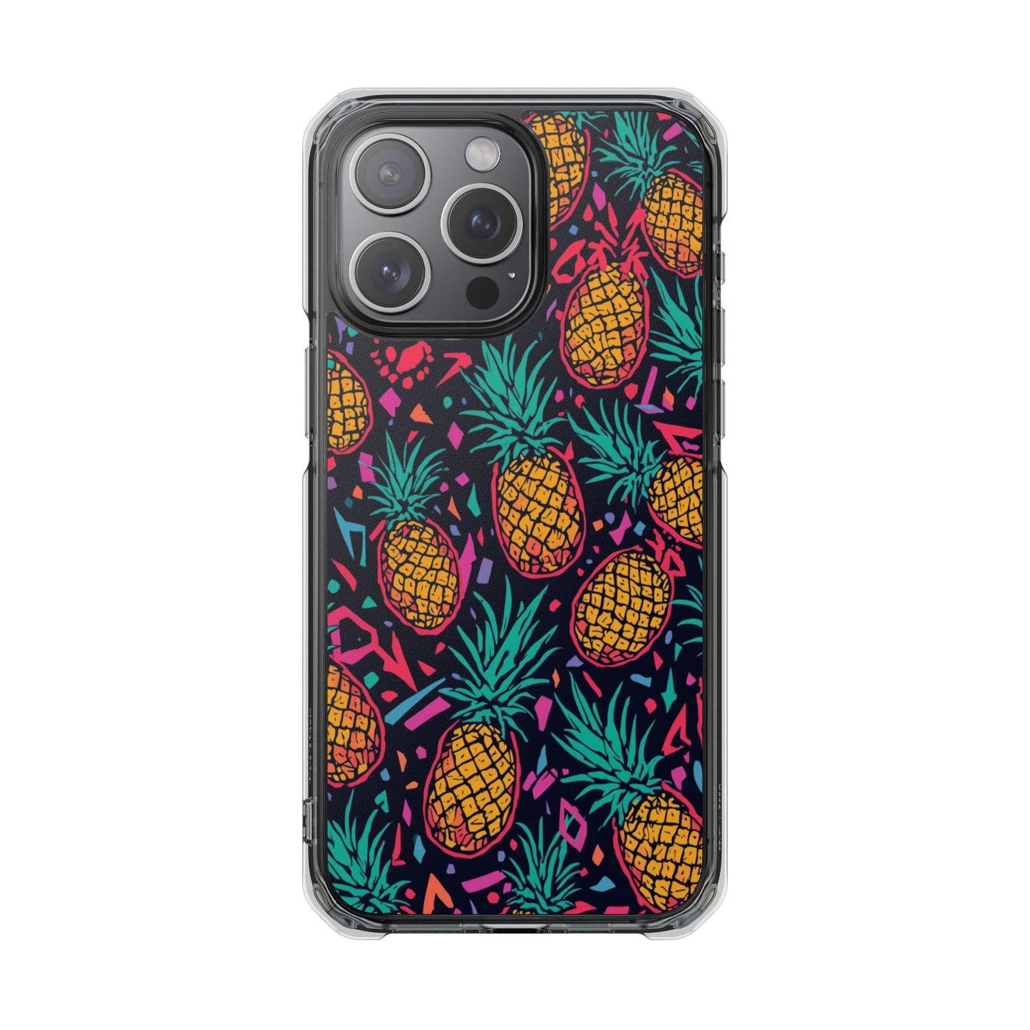 Clear Magnetic Phone Case — Tropical Pineapple Pattern