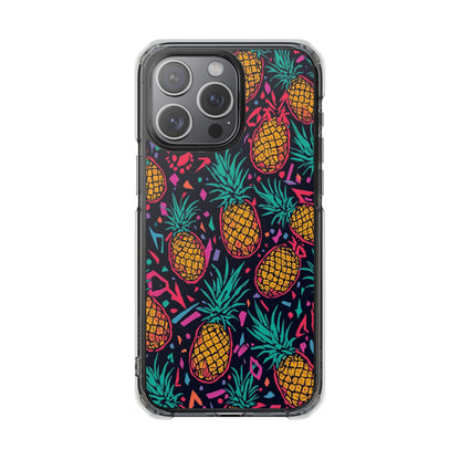 Clear Magnetic Phone Case — Tropical Pineapple Pattern